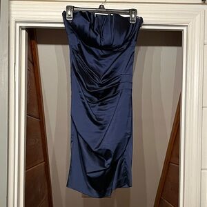 Betsy & Adam Midnight Blue Strapless Dress